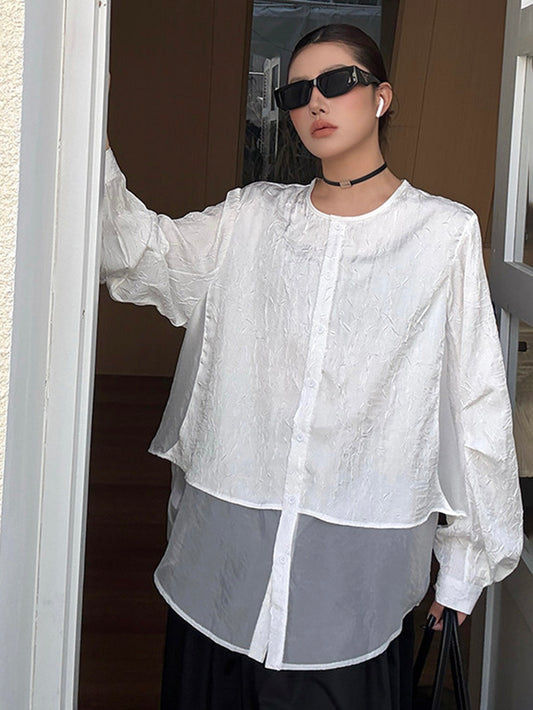 クラッシュシアーレイヤードブラウス