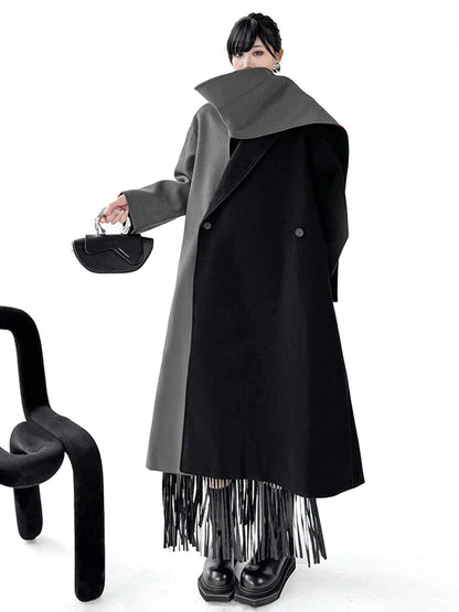 バイカラーロングコート