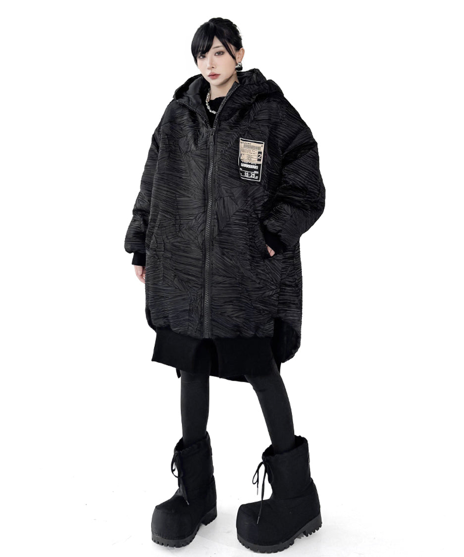 テクスチャーフーデッドブルゾン