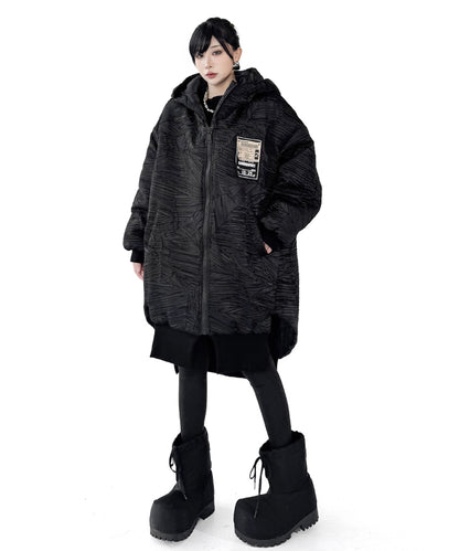 テクスチャーフーデッドブルゾン