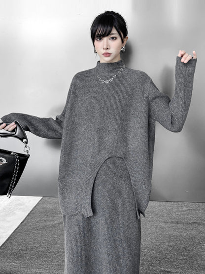 アーチカットニットトップ＆スカート