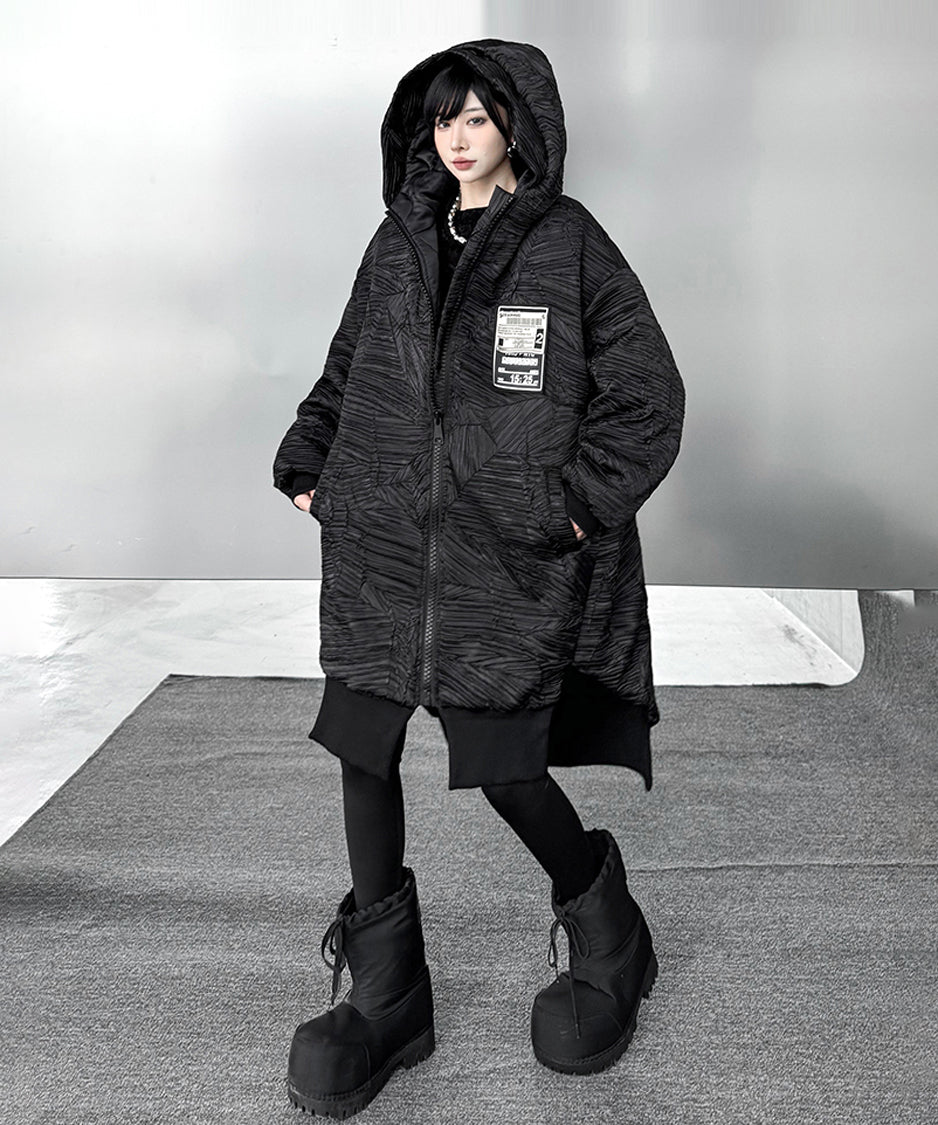 テクスチャーフーデッドブルゾン