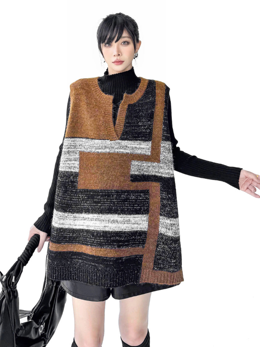 ジオブロックニットベスト