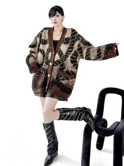 アブストラクトジャカードカーディガン