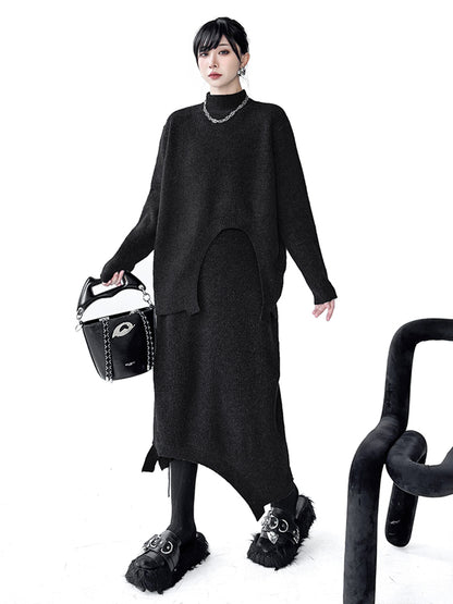 アーチカットニットトップ＆スカート