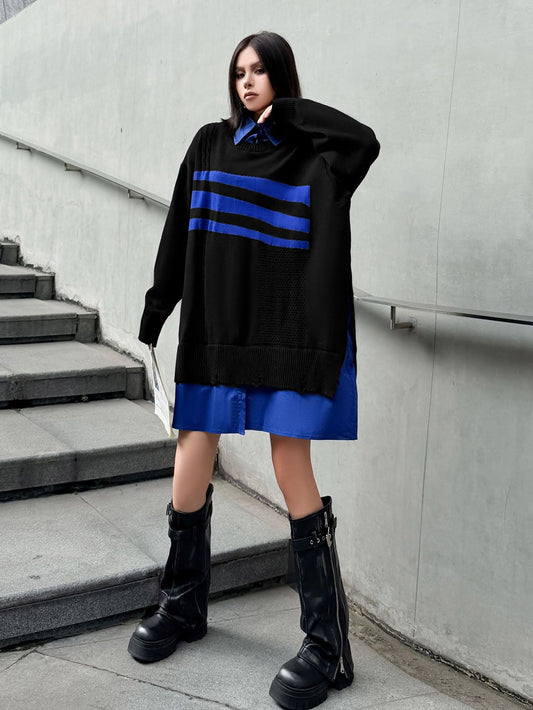 ニットレイヤードシャツドレス