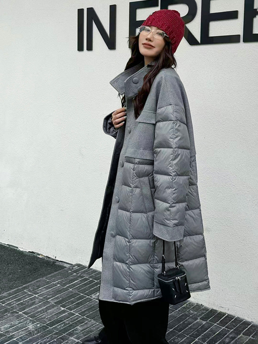 ブロックキルトダウンコート