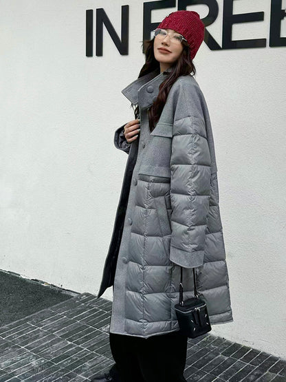 ブロックキルトダウンコート