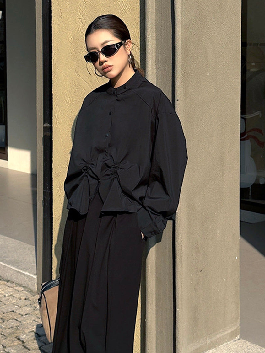 ギャザーヘムボリュームブラウス