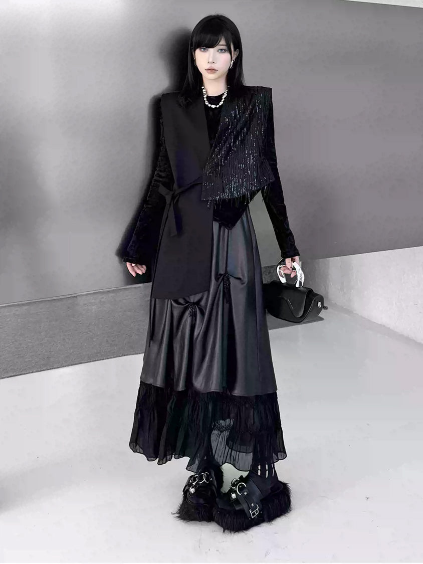 グリッターフリンジラップベスト