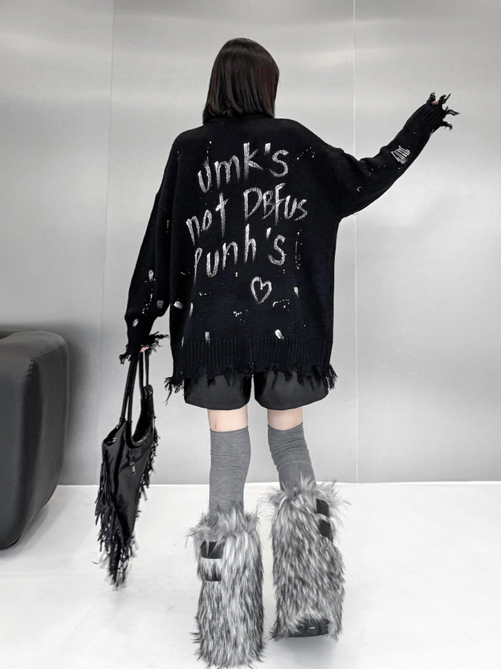 スプラッシュダメージニットトップス