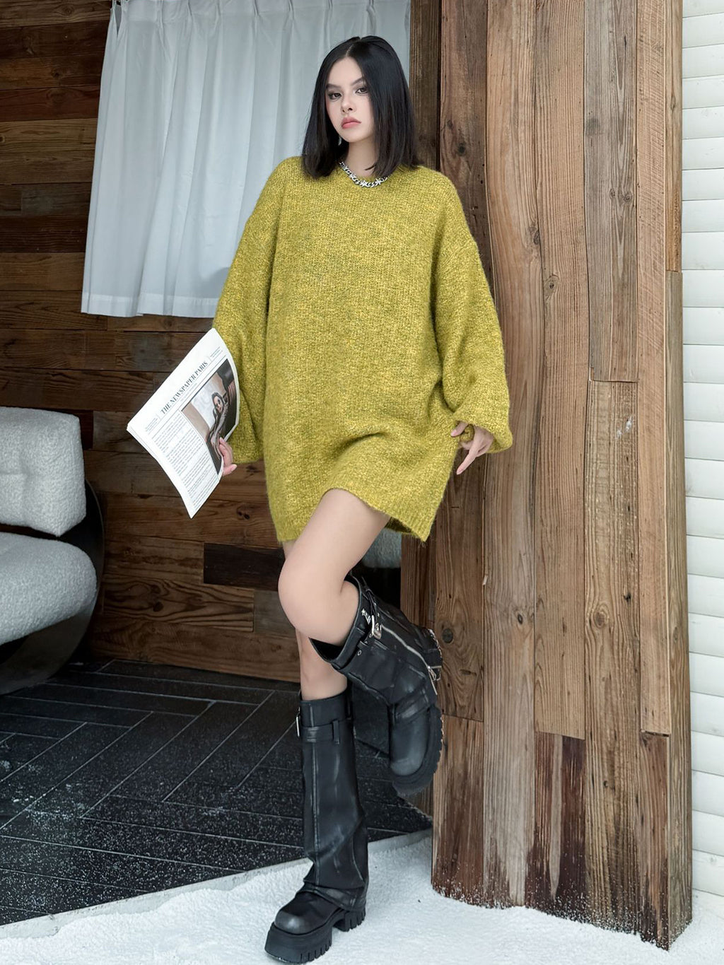 Mesh stitch top and skirt