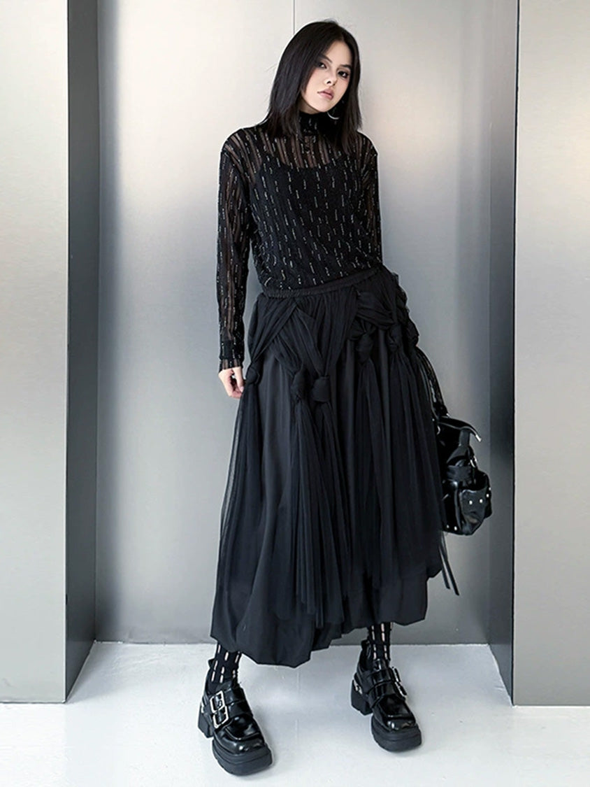 Mesh stitch top and skirt