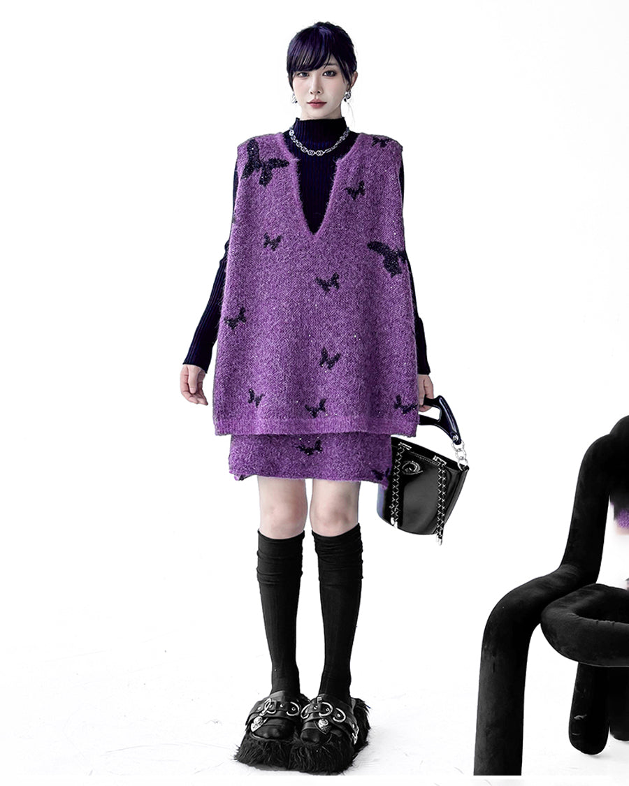 バタフライニットベスト＆スカート