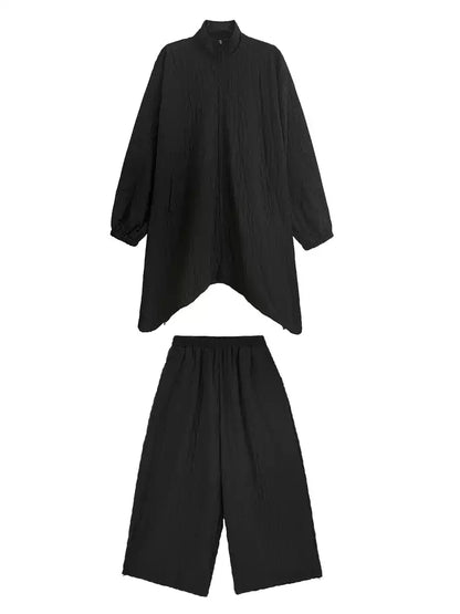 クラッシュテクスチャージップジャケット＆ワイドパンツ