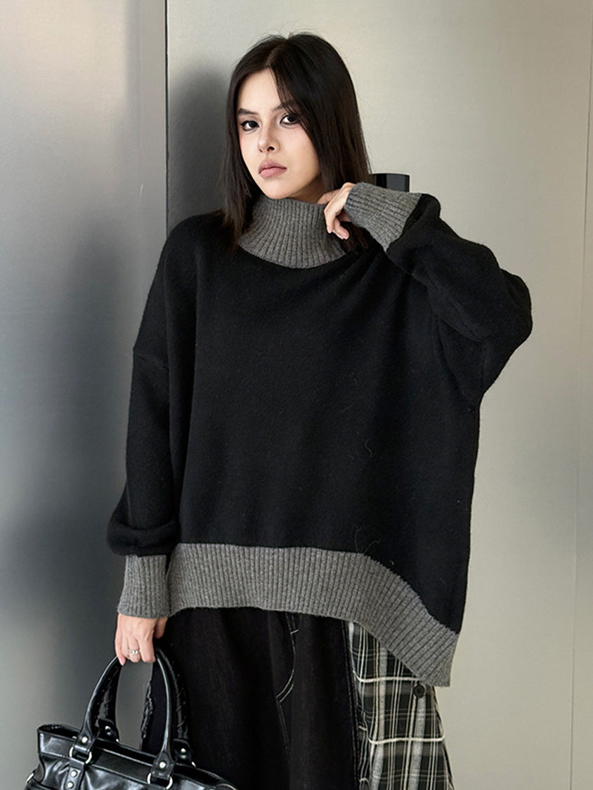 ダブルネックルーズトップス