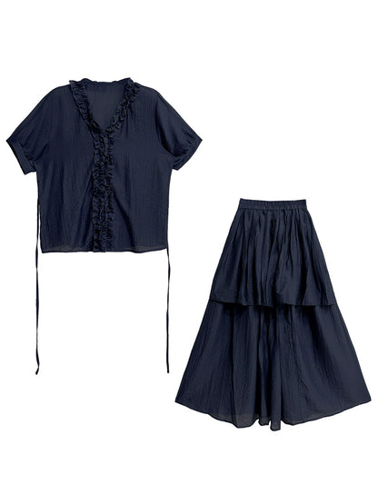 Mesh stitch top and skirt