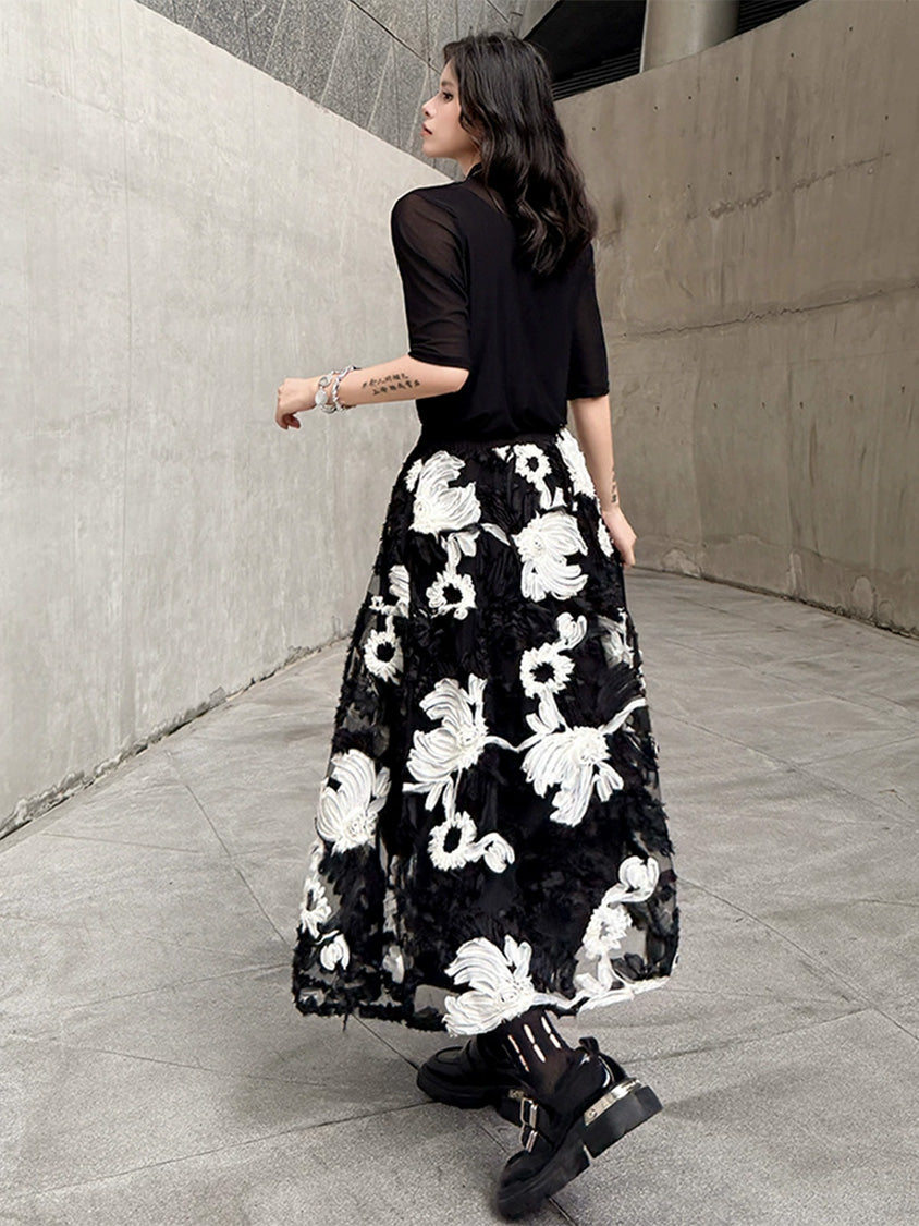 Mesh stitch top and skirt