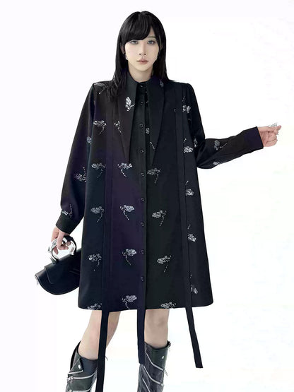 スパークルフローラルロングブラウス