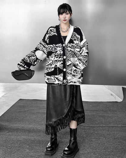 グラフィックジャカードカーディガン