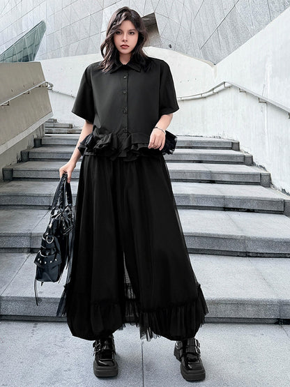 Mesh stitch top and skirt