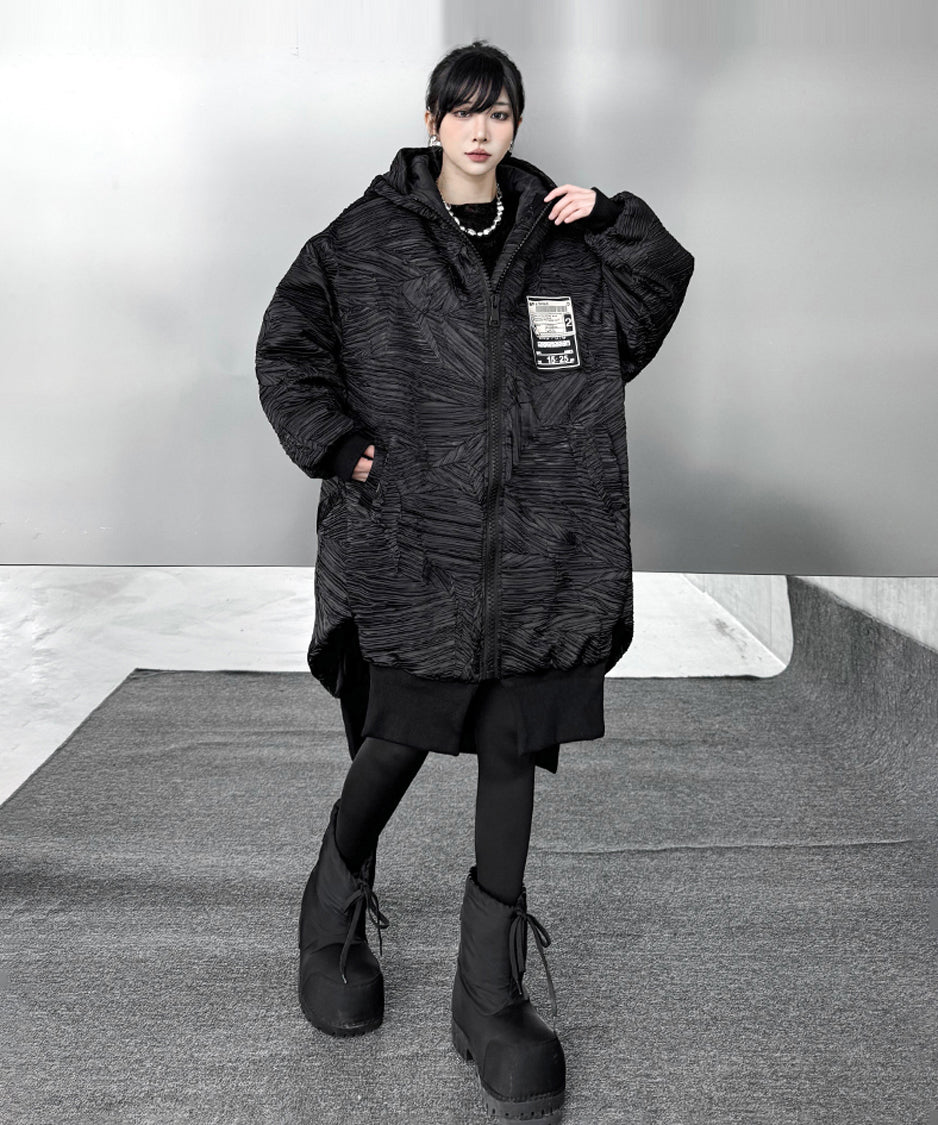 テクスチャーフーデッドブルゾン