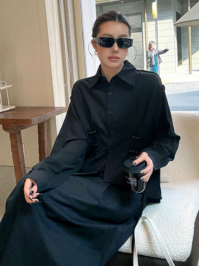 リネンブレンドギャザーブラウス