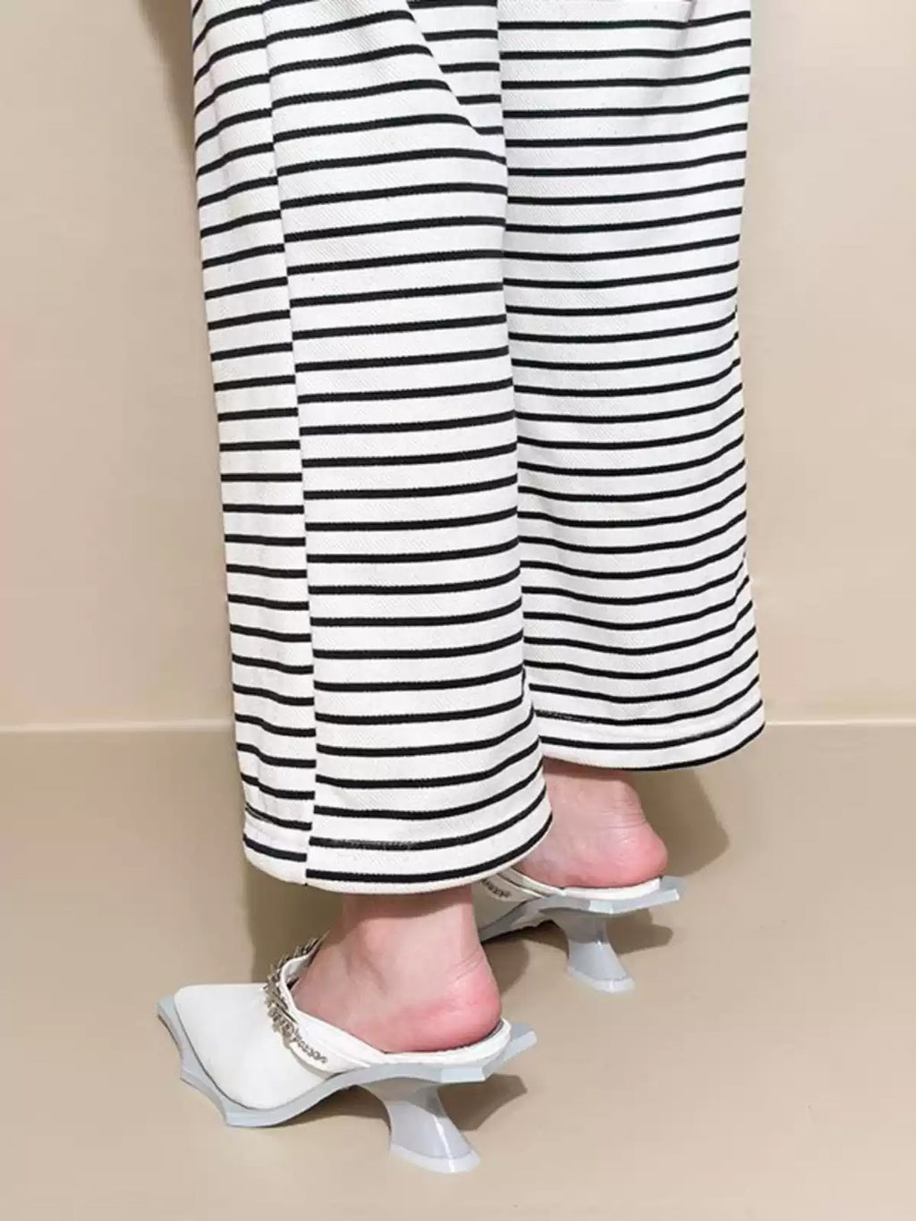 Spiky Chain Heel Mules