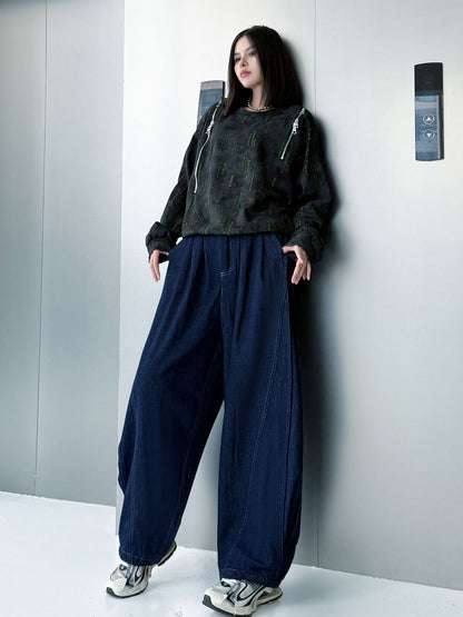 ウォッシュデニムワイドパンツ