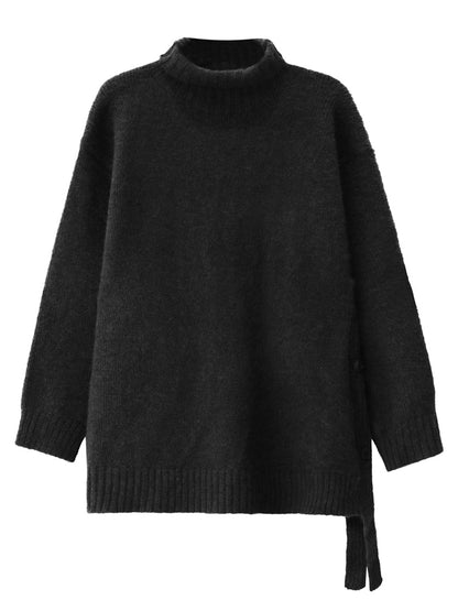 サイドボタンハイネックニットトップ