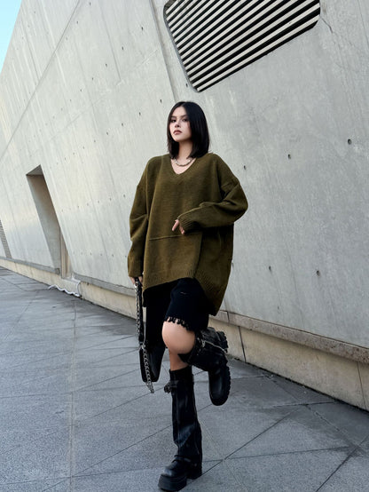 Vネックオーバーセーター