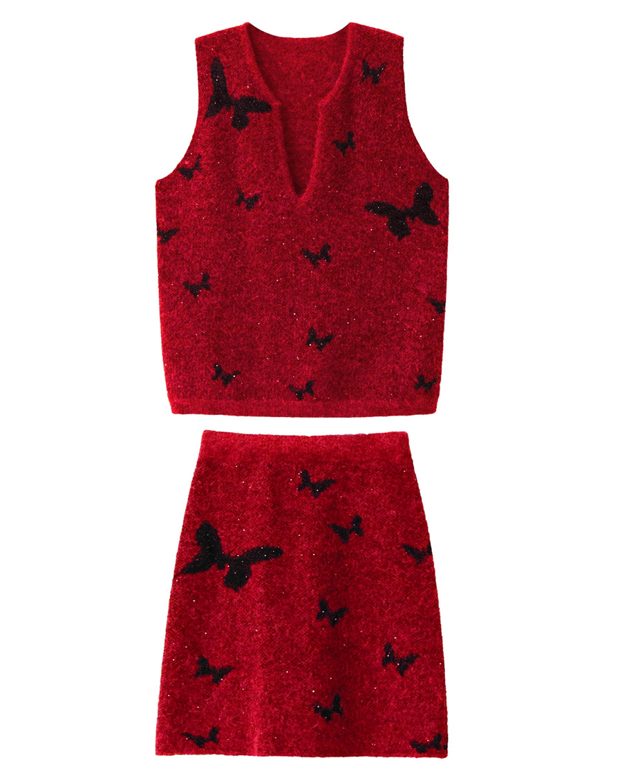 バタフライニットベスト＆スカート