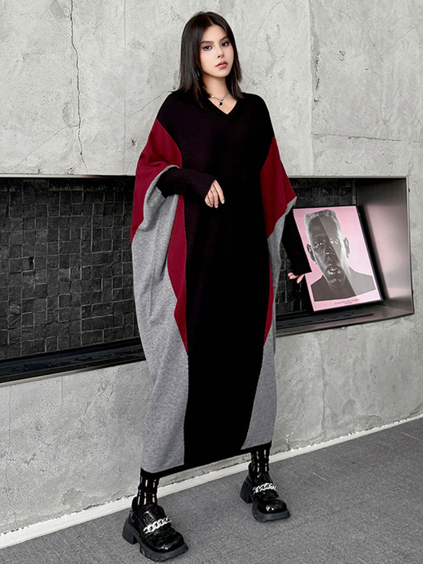 トライカラーニットドレス