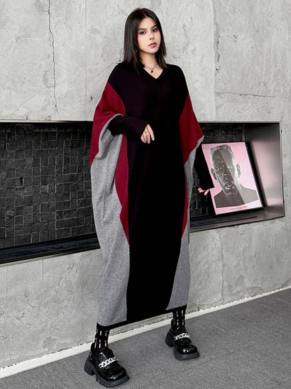 トライカラーニットドレス