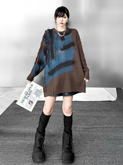 カーブグラデフリンジニット