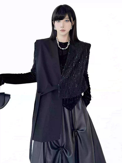 グリッターフリンジラップベスト