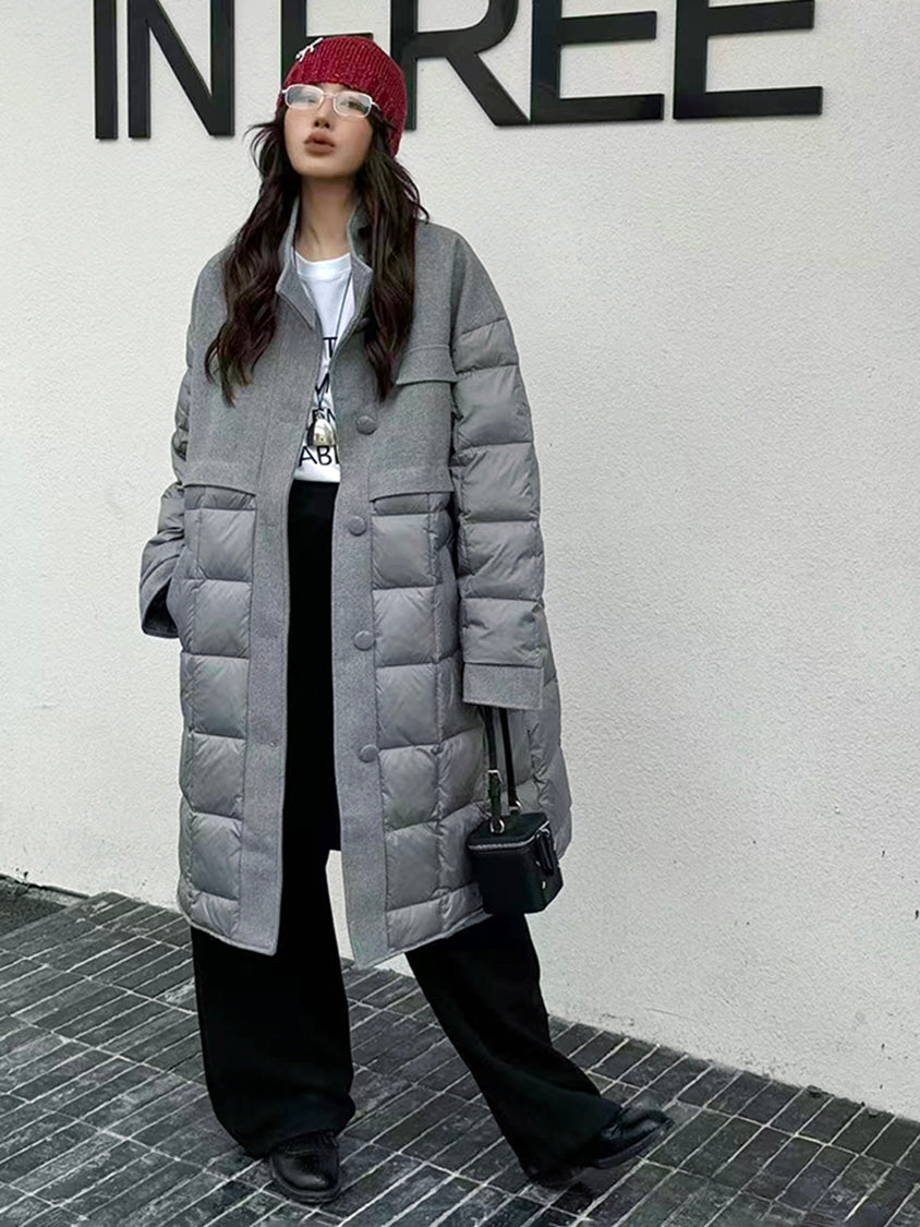 ブロックキルトダウンコート