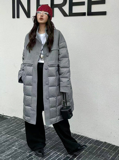 ブロックキルトダウンコート