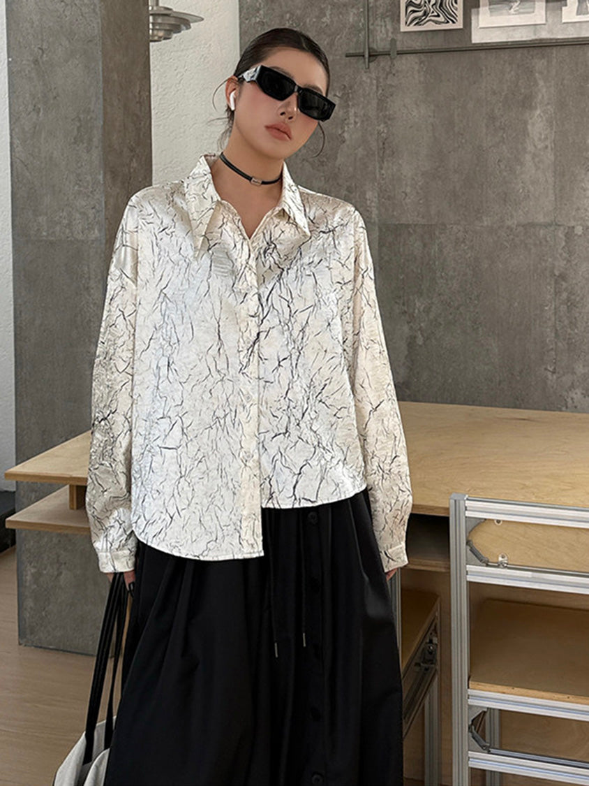 クラックプリントモードブラウス