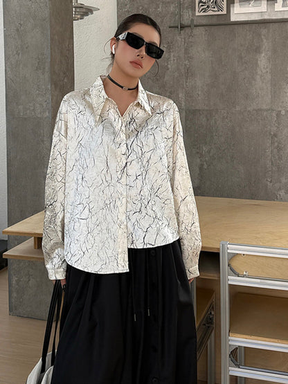 クラックプリントモードブラウス
