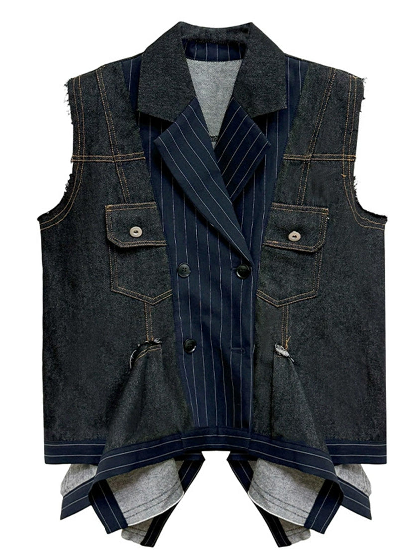 デニムピンストライプレイヤードベスト
