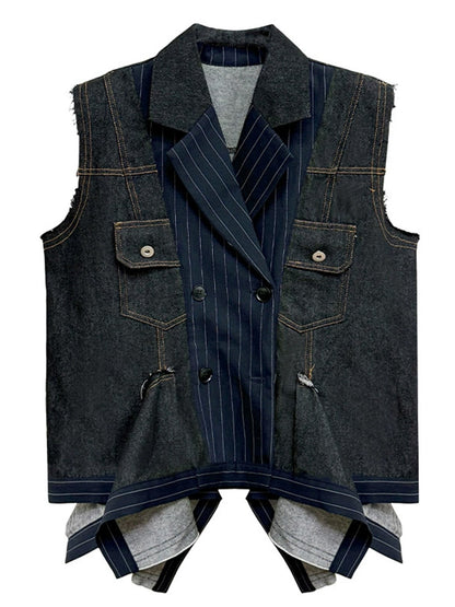 デニムピンストライプレイヤードベスト