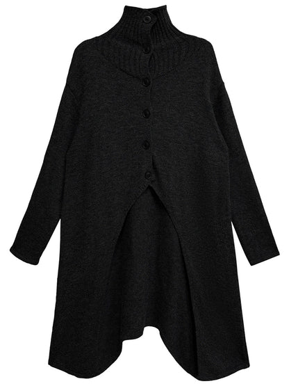 ハイネックフロントスリットニットトップ