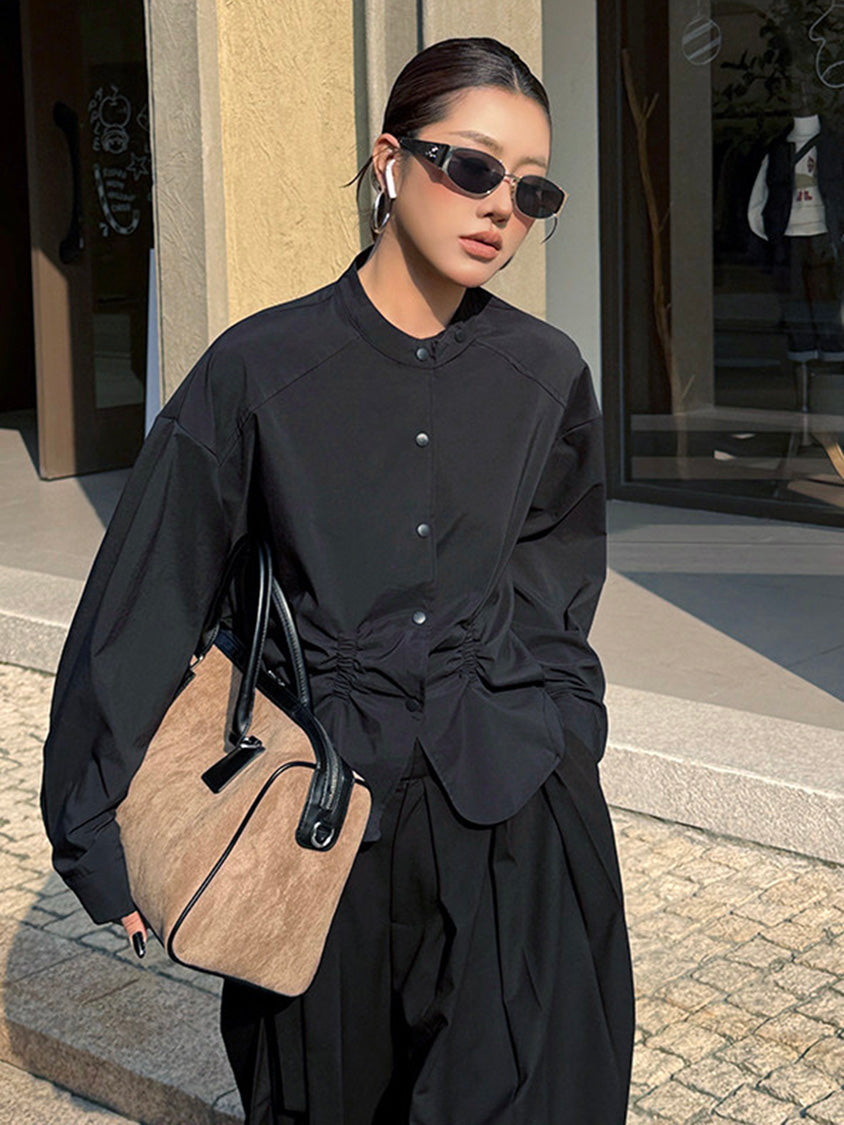 ギャザーヘムボリュームブラウス