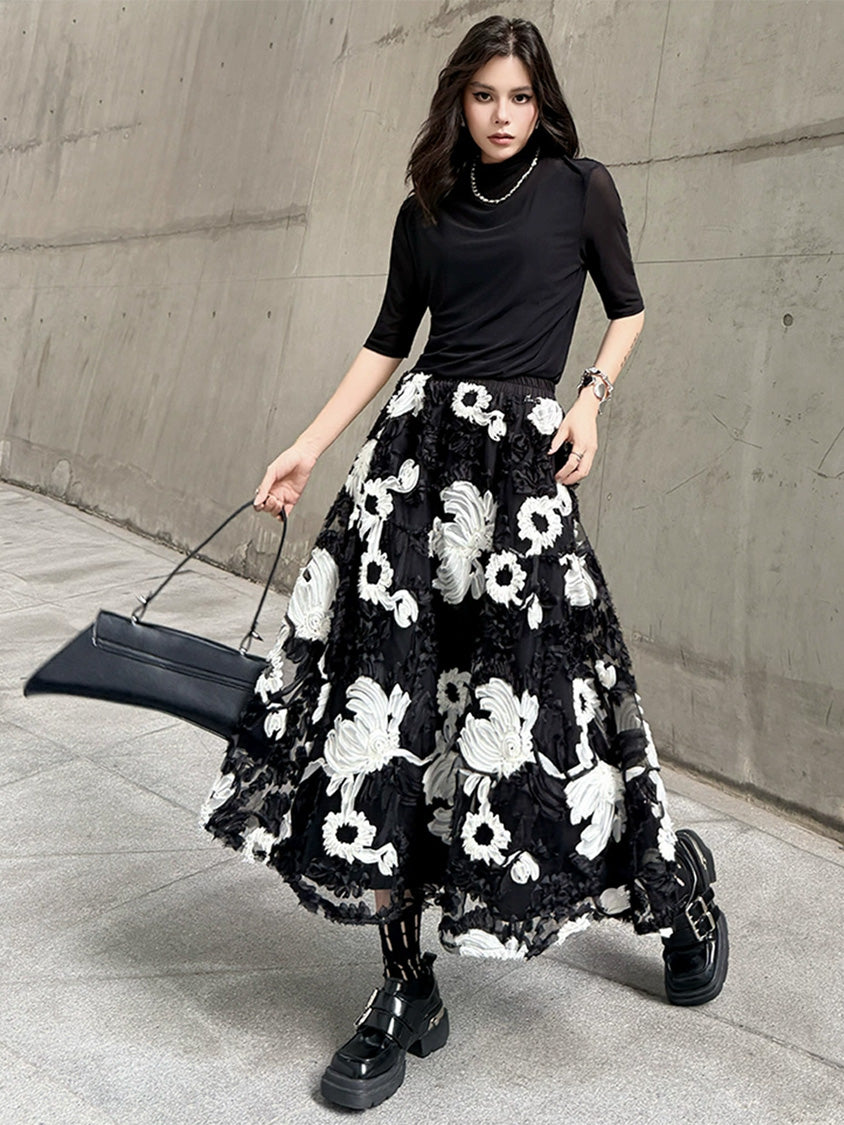 Mesh stitch top and skirt