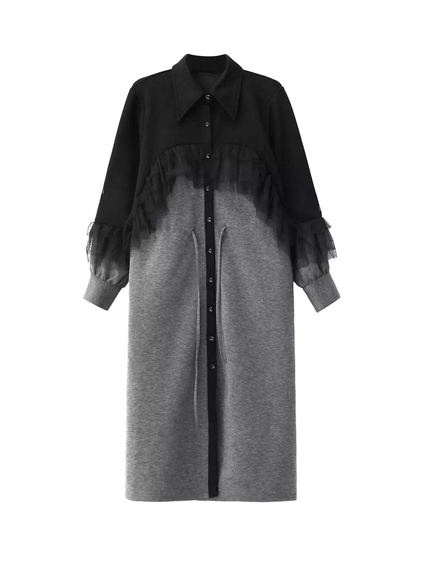 チュールレイヤードシャツコート