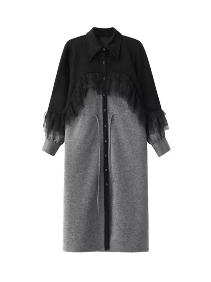 チュールレイヤードシャツコート