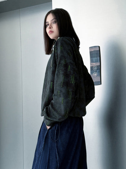 ジップショルダープリントトップス