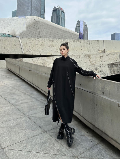 ジップラインハイネックロングドレス