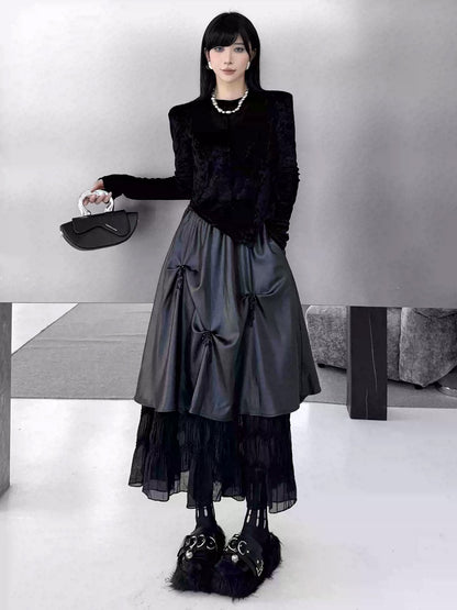 Mesh stitch top and skirt